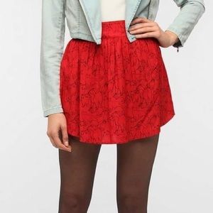 Red Urban Outfitters Cat Mini Skater Skirt